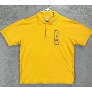Darwish Shirt Men XL Yellow Embroidered 100% Egyptian Cotton Polo Rugby